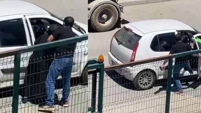 İstanbul'da sokak ortasında kadına şiddet