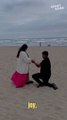 Girl is proposed by her boyfriend at a beach *Heartfelt proposal reaction*