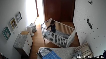 Incredible Escape as Toddler Propels His Crib Across the Bedroom!
