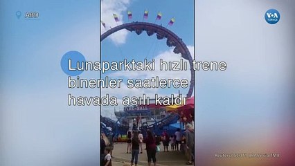 Lunaparktaki hızlı trene binenler saatlerce havada asılı kaldı