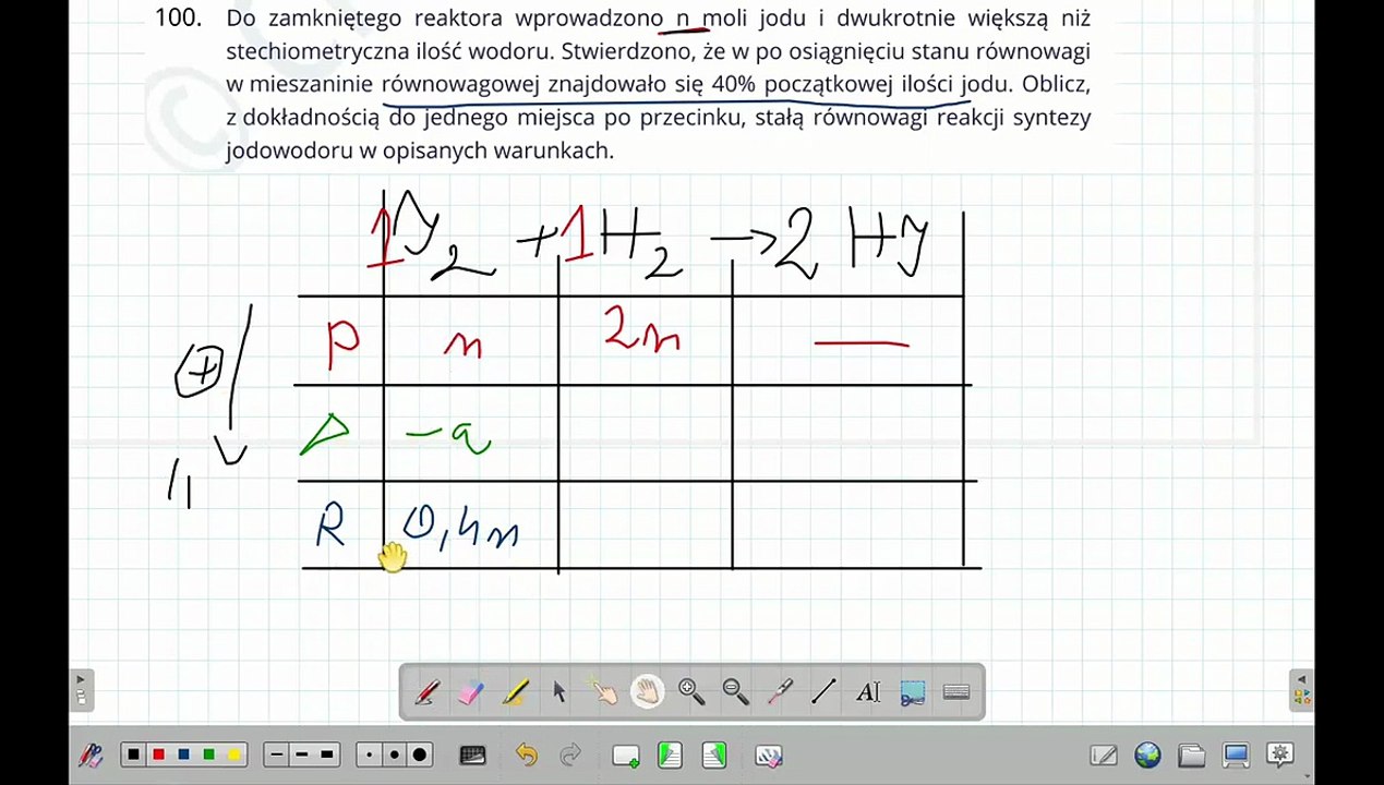 RÓWNOWAGA REAKCJI.  ZADANIE 100. CHEMIA NA 100%. #chemia #chemistry
