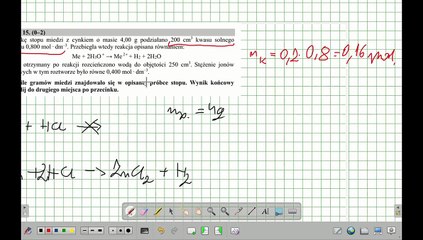 Na próbkę stopu miedzi z cynkiem o masie 4,00 g. ZADANIE 15 CKE 2017 MAJ .#chemia #chemistry