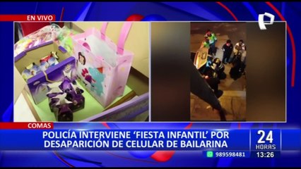 Comas: PNP interviene fiesta infantil tras pérdida de celular de bailarina
