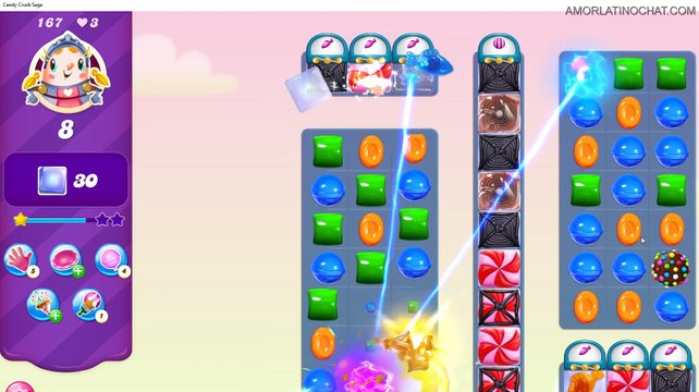 Candy Crush Saga how to pass Level 167 como pasar nivel 167 candy en chush jugando juego games game