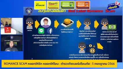 ROMANCE SCAM หลอกให้รัก หลอกให้โอน : ตำรวจไซเบอร์เตือนภัย : 5 กรกฎาคม 2566
