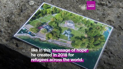 French artist Saype unveils latest monumental artwork on the Mont-Blanc