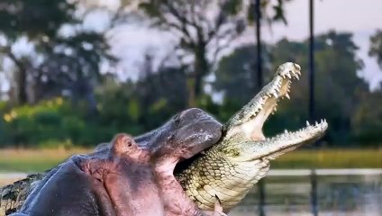 Extreme Fights Hippo vs Crocodile, Wild Animals Attack (3)