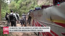 29 muertos por volcadura de autobús con pasajeros en Oaxaca