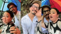 Bharti Singh Husband Harsh Limbachiyaa के साथ Monsoon में Umbrella के नीचे Kiss Video