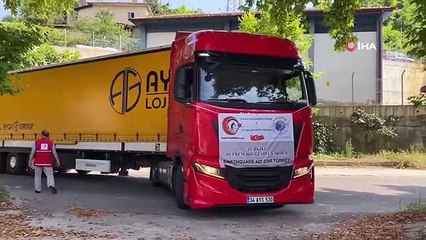 Gurbetçilerin depremzedeler için gönderdiği yardım tırı Zonguldak'a ulaştı