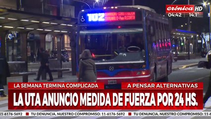 La UTA anunció un paro de colectivos para este viernes