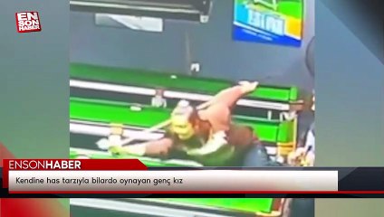 Kendine has tarzıyla bilardo oynayan genç kız