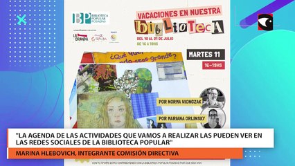Marina Hlebovich, integrante comisión directiva, dio detalles de las actividades que ofrece la Biblioteca Popular para las vacaciones
