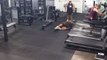 Gym Trainer holding coffee cup slips on a Treadmill *Hilarious Gym Fail*