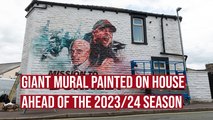 Mission to Burnley mural painted on side of house opposite Turf Moor