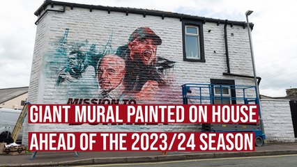 Mission to Burnley mural painted on side of house opposite Turf Moor