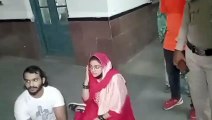Girl sitting on dharna in front of City Magistrate's office