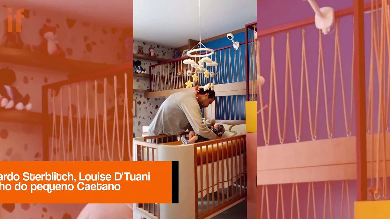 Eduardo Sterblitch e Louise D'Tuani mostraram a decoração do quarto do filho