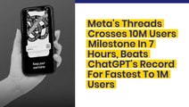 Meta's Threads Crosses 10M Users Milestone In 7 Hours, Beats ChatGPT's Record For Fastest To 1M Users - $META