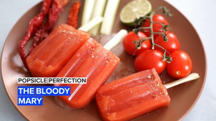 Beat the heat with boozy bloody mary popsicles!