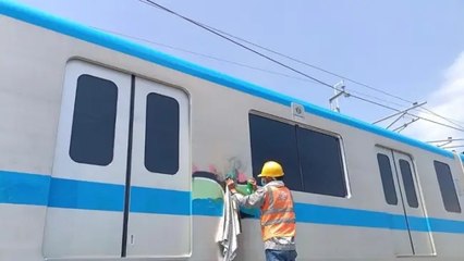 TPHCM tăng cường an ninh sau vụ đoàn tàu metro bị vẽ bậy