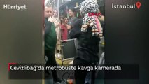 Cevizlibağ'da metrobüste yolcular arasındaki kavga kamerada