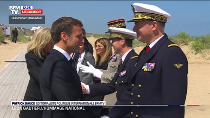 Emmanuel Macron arrive à l'hommage national à Léon Gautier