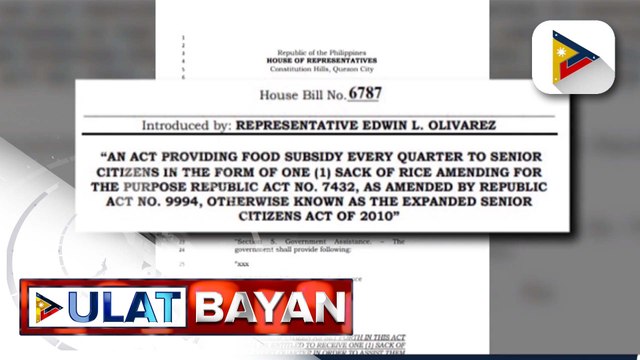 Pagbibigay ng food subsidy sa mga senior citizen, isinusulong sa Kamara