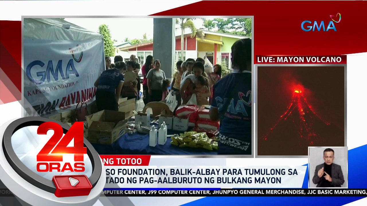 GMA Kapuso Foundation, balik-Albay para tumulong sa mga apektado ng pag-aalburuto ng bulkang Mayon | 24 Oras