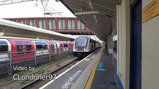 London Underground Central line and Elizabeth line westbound trains at Stratford Station - November 2022
