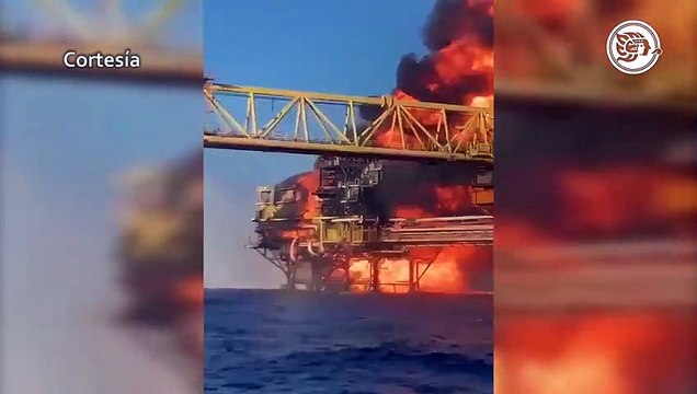 Explosión e incendio en plataforma de Pemex en Sonda Campeche; evacuan a más de 200 trabajadores