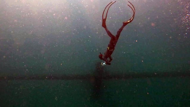 Le bateau touche presque le plongeur