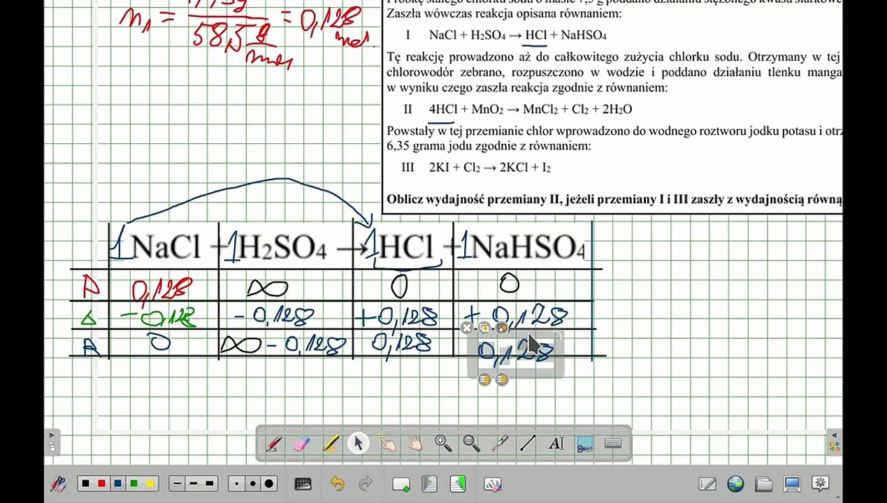 Próbkę stałego chlorku sodu o masie 7,5 g poddano. ZADANIE 14 CKE 2019 CZERWIEC. #chemia #chemistry