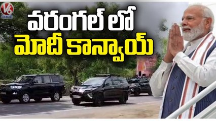 PM Modi Convoy In Warangal _ V6 News