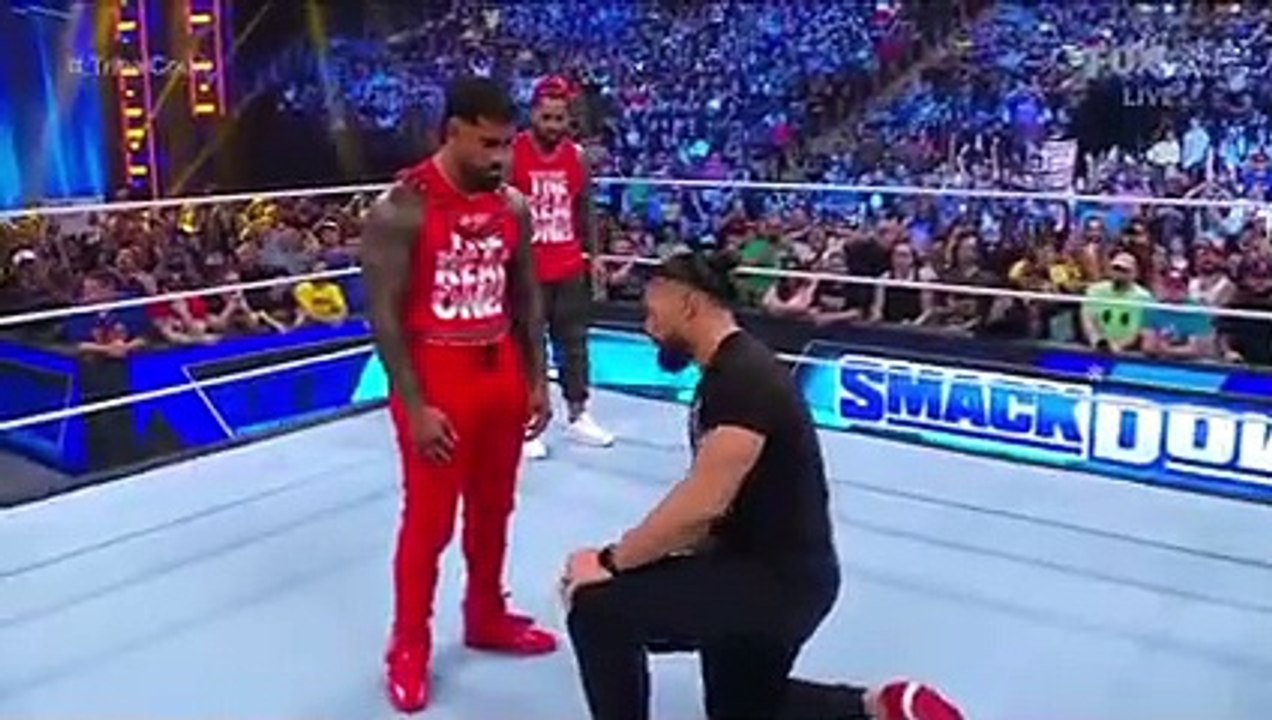Jimmy Uso taken out on a stretcher after Solo Sikoa and Roman Reigns Smash Him