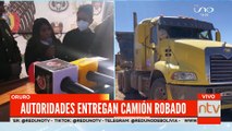 Autoridades policiales realizan entrega del camión robado en Chile