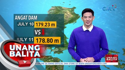 Tubig sa Angat reservoir, patuloy na mas bumababa kaysa sa minimum operating level - Weather update today as of 7:20 a.m. (July 11, 2023)| UB