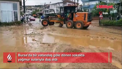 Sel sularında böyle yıkandı