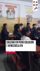 Estudiantes entonan el himno de Venezuela.