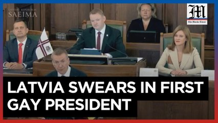 Latvia swears in Edgars Rinkevics, its first openly gay president