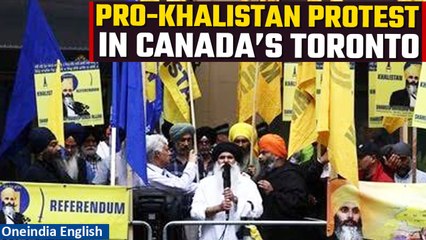 Download Video: Watch: Pro-Khalistan rally seen outside Indian Consulate in Toronto | Oneindia News