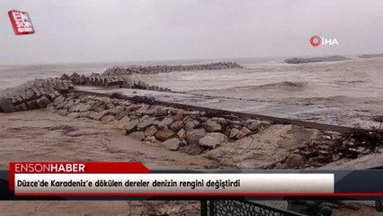 Düzce'de Karadeniz’e dökülen dereler denizin rengini değiştirdi