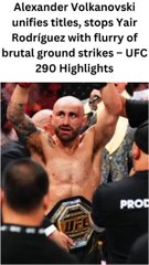 Alexander Volkanovski unify belts by knocking out Yair Rodriguez with a barrage of vicious ground strikes at UFC 290.