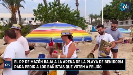 El PP de Mazón baja a la arena de la playa de Benidorm para pedir a los bañistas que voten a Feijóo