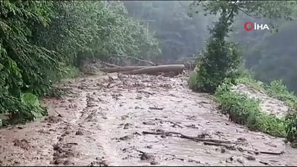 7 mahalleyi bağlayan yol heyelandan kapandı