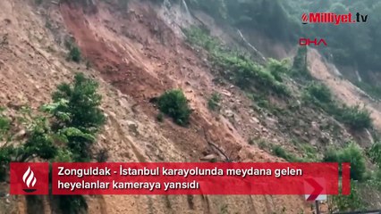 Zonguldak'ta heyelan anı kamerada