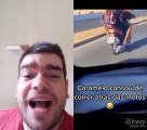 Caramelo andando de moto kkk