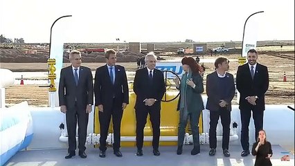 Alberto Fernández, Cristina Kirchner y Sergio Massa inauguraron el gasoducto Néstor Kirchner
