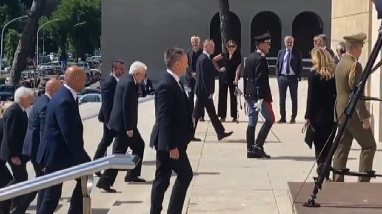 Mattarella arriva ai funerali di Stato di Arnaldo Forlani