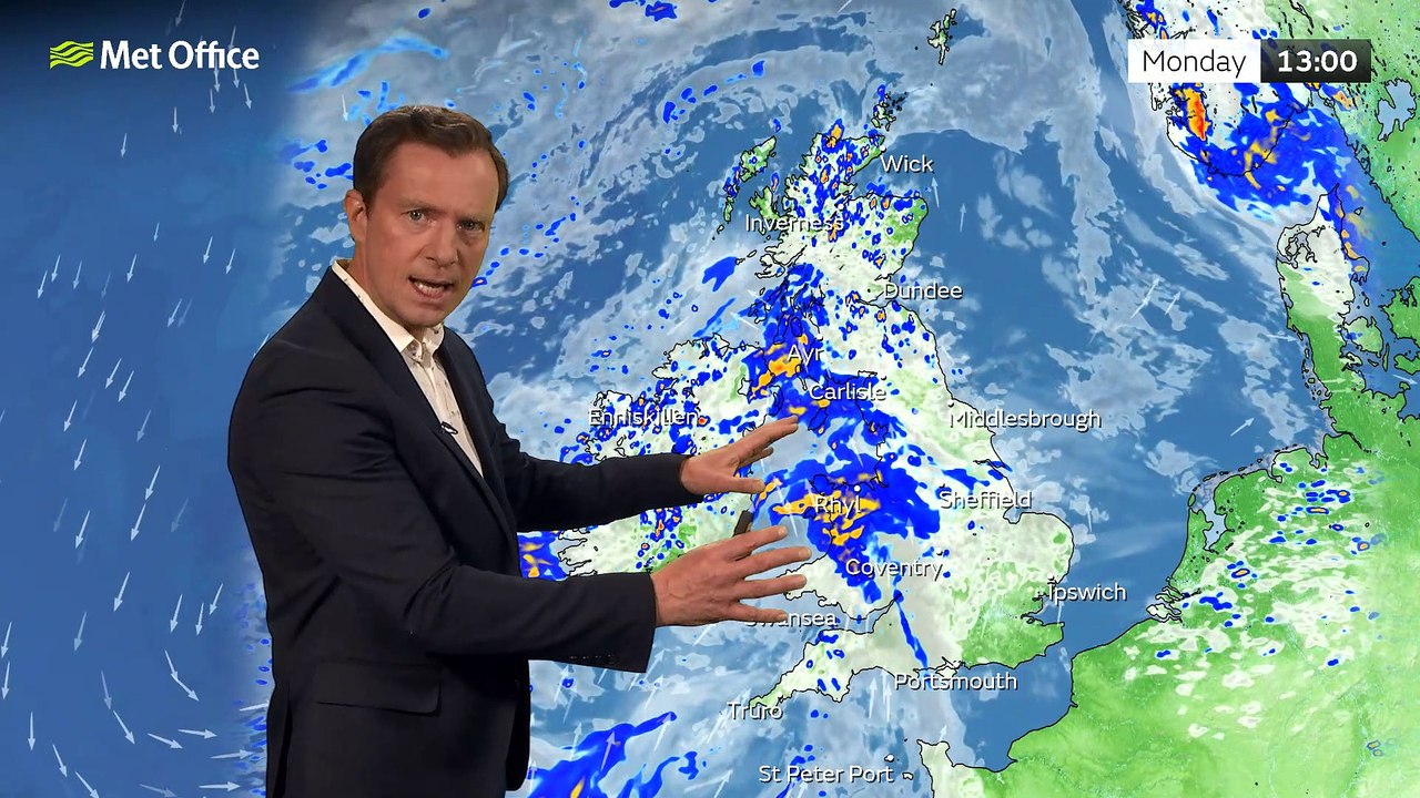 Met Office Afternoon Weather Forecast 10/07/23 – Wet Monday for Most